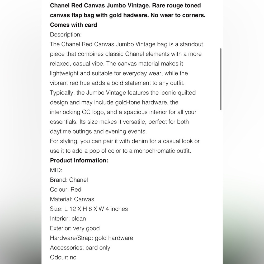 CHANEL Red Canvas Jumbo Bag - Picture 13 of 13